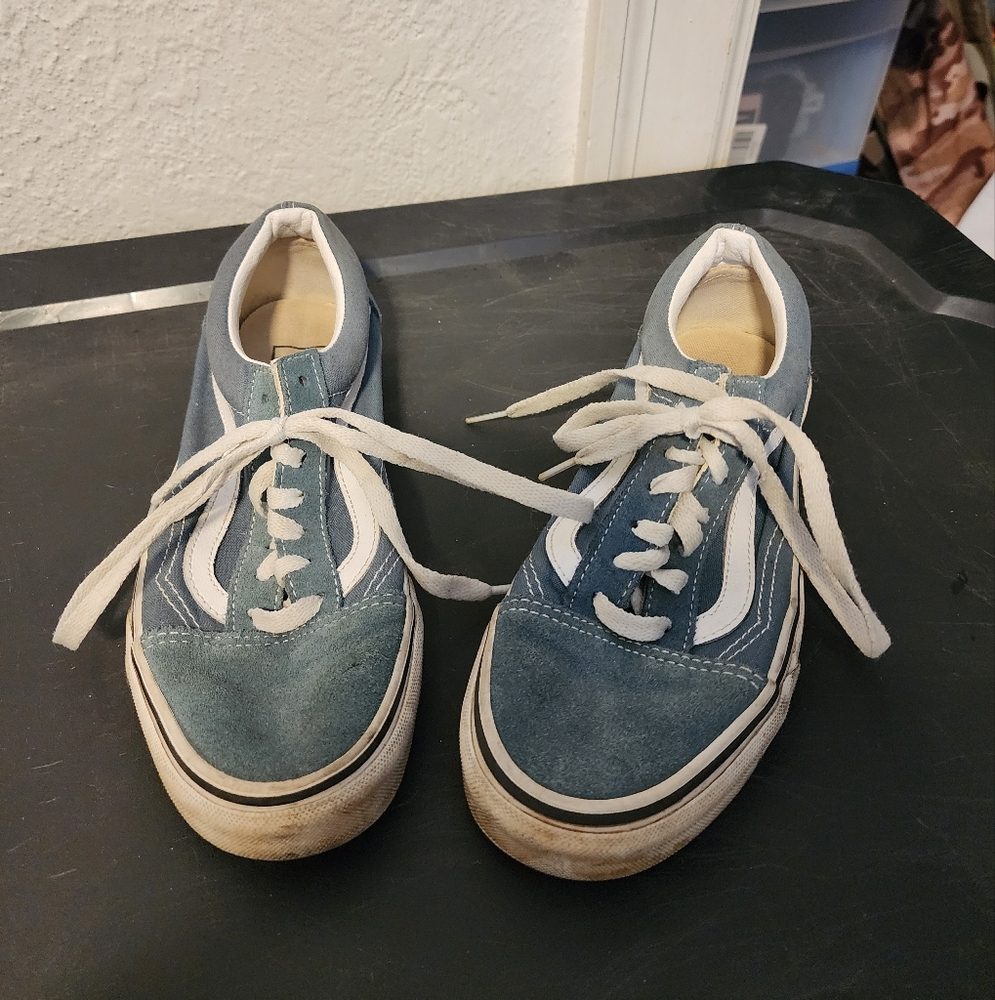Vans Blue and White Athletic Shoes Classic Low-Top Design